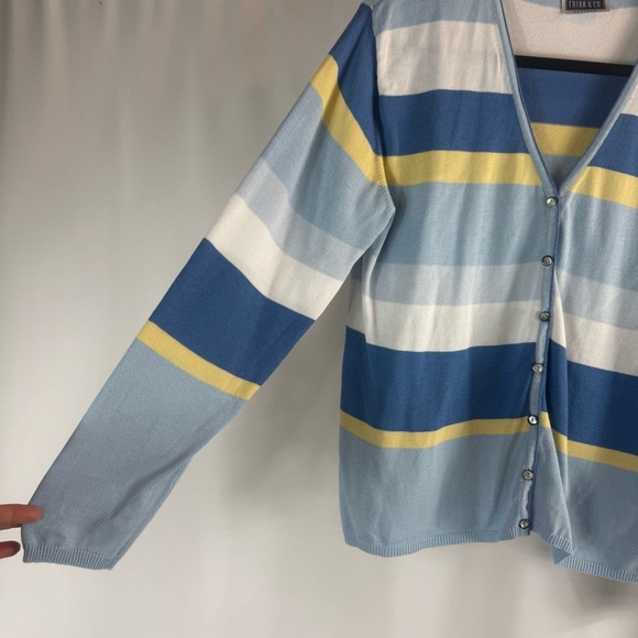 Erika & Co Multi-Color Striped Long Sleeve V-Neck Cardigan Sweater
Women's - Picture 5 of 10